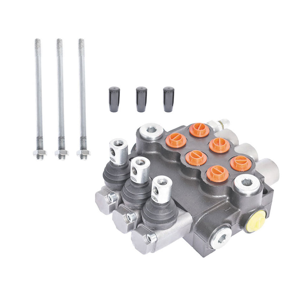 Hydraulic Directional Control 3 Spool Valve 11GPM Double Acting Adjustable US
