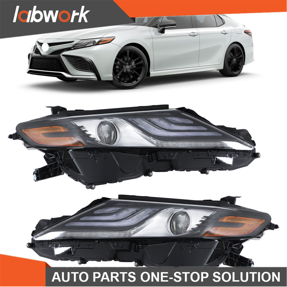 Labwork Headlight For 2021 22 Toyota Camry XSE XLE Full LED Black Left&Right