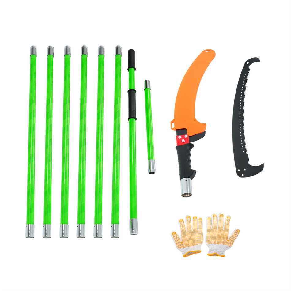 27 Feet Tree Pole Pruner Manual Branches Trimmer Tree Branch Garden Tools Green