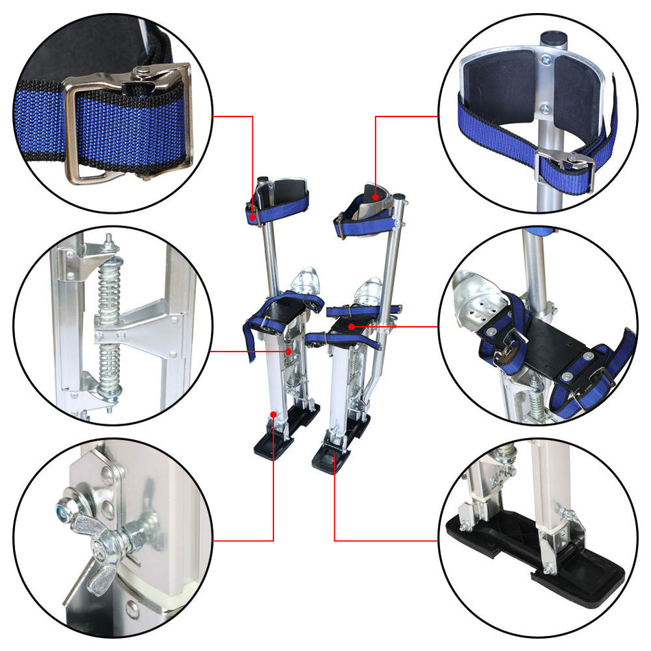 Drywall Stilts Painters Walking Finishing Tools - Adjustable 18" - 30" Silver