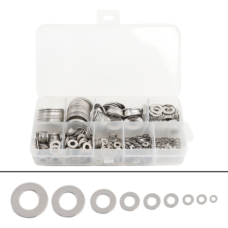 304 Stainless Steel Flat Washers 600pcs Assortment Kit for DIY & Repair