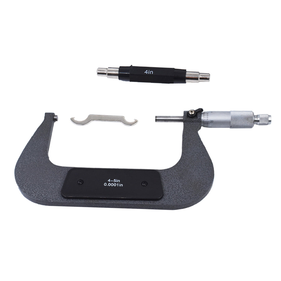 New 4 - 5Inch Standard Precision Outside Micrometer 0.0001Inch Carbide Tipped