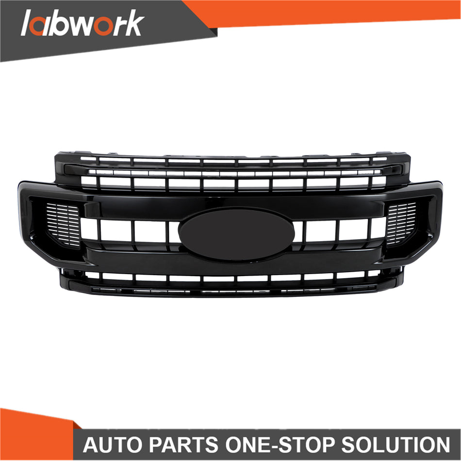 Labwork Front Bumper Grille Gloss Black For Ford F250 XL/XLT 2020 2021 2022