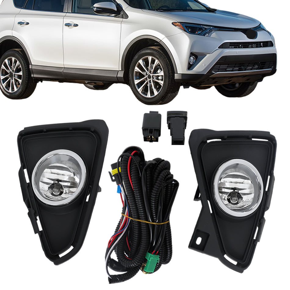 Labwork Front Bumper Fog Lights Lamp For 2016-2018 Toyota RAV4+Switch+Wiring Kit