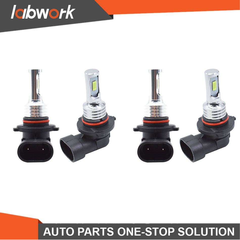 HB3 H10 HB4 4x Combo LED Headlight Bulbs Kit High&Low Beam 50W 8000K 9005 9006