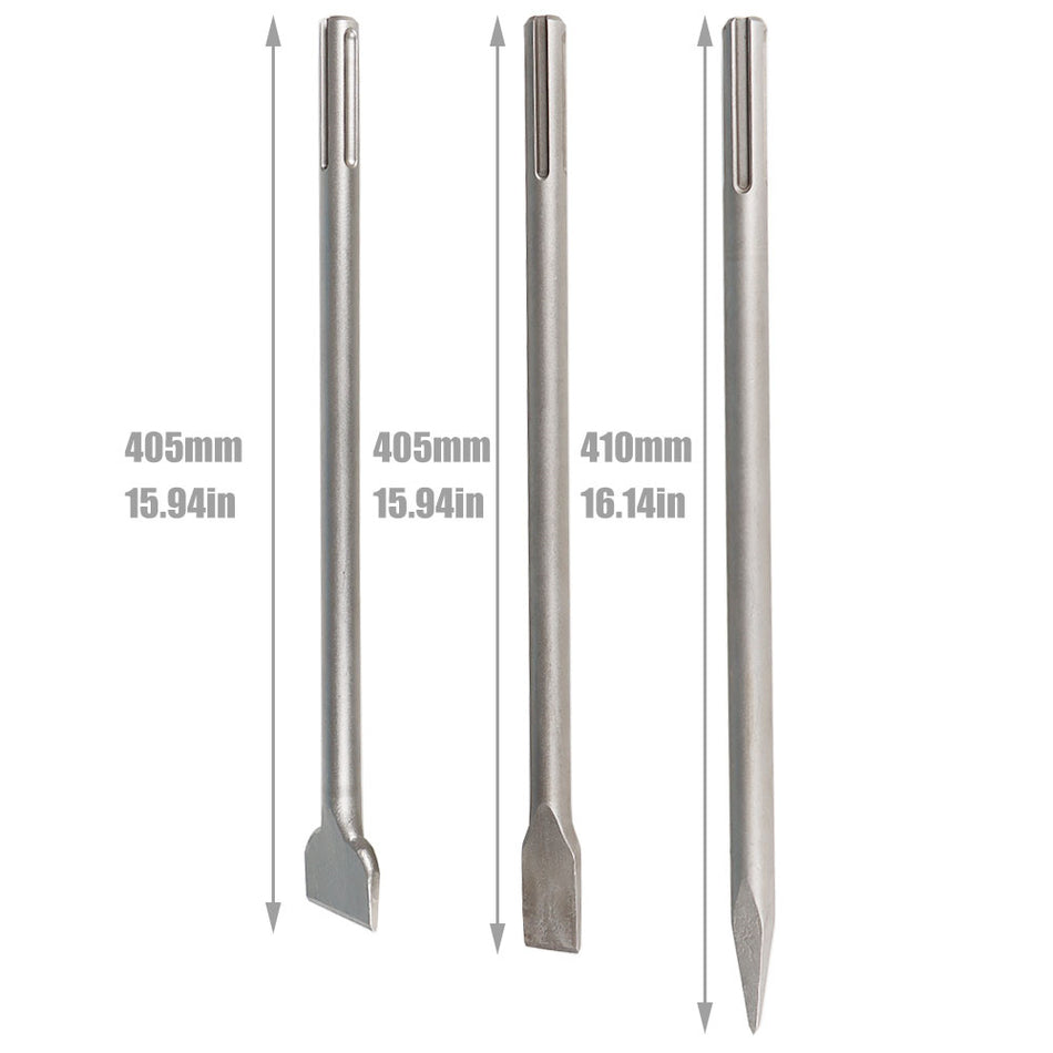 3 Pack SDS 16" Max Chisel Rotary Hammer Drill Chisel Bits Set For Drilling