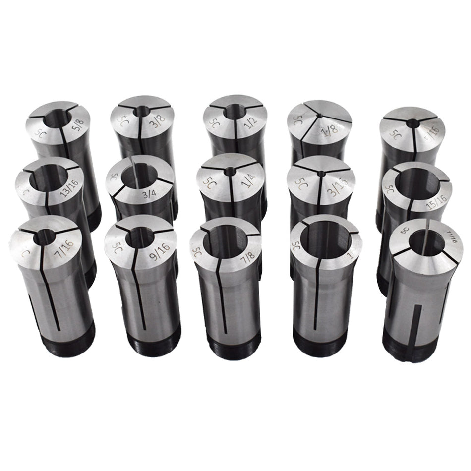15pc 5C Round Collet Set - ( 1/8" - 1" ) High precision The TIR 0.0006"