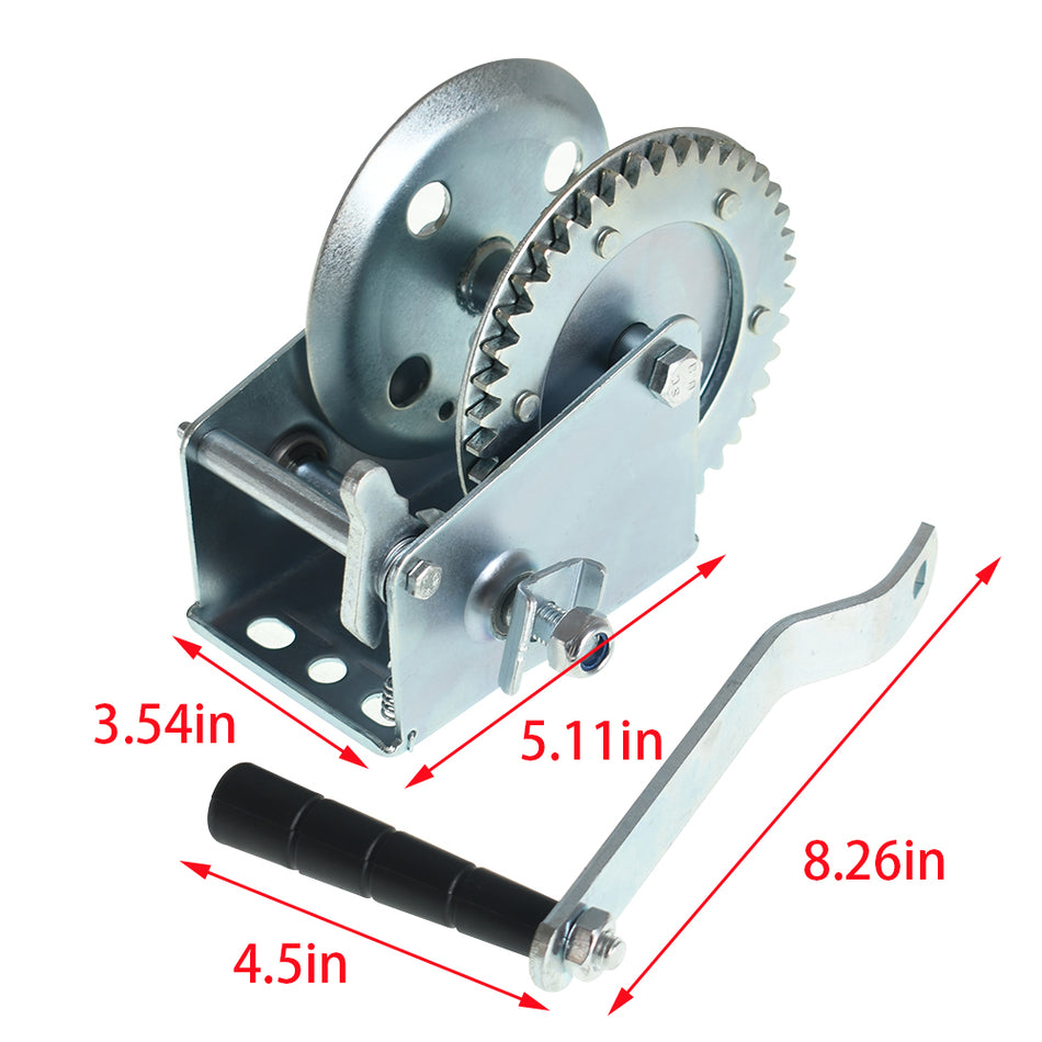 High Carbon Steel 1100lbs Heavy Duty Hand Winch Crank Cable Manual Winch