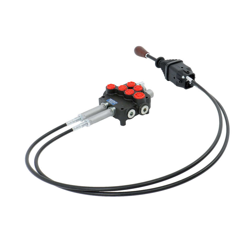 2 Spool Remote Control Valve 80LPM Hydraulic Kit w/Joystick & 4.9ft Cables