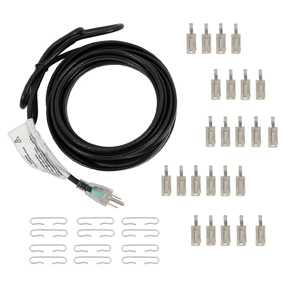 120V 24 Feet Heat Tape Roof Heat Cable Snow De-icing Kit 8W/FT With Clip Hook