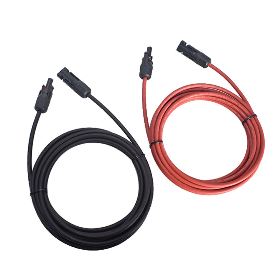 New Black and  Red Solar Panel Extension Cable Wire Connector 12AWG 1 Pair 10ft