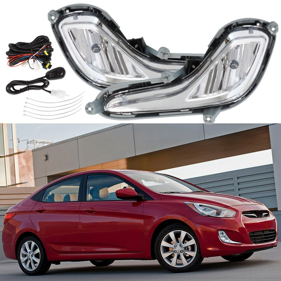 For Hyundai Accent Sedan/Hatchback 12-16 Pair of Bumper Fog Light Driving Lamp