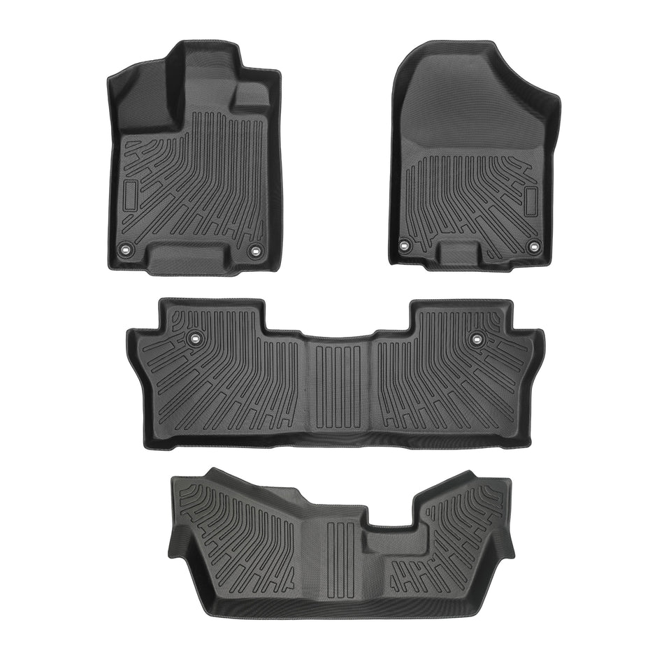 3-Row All-Weather TPE Floor Mats Set for 2016-2022 Honda Pilot (8-Passenger)