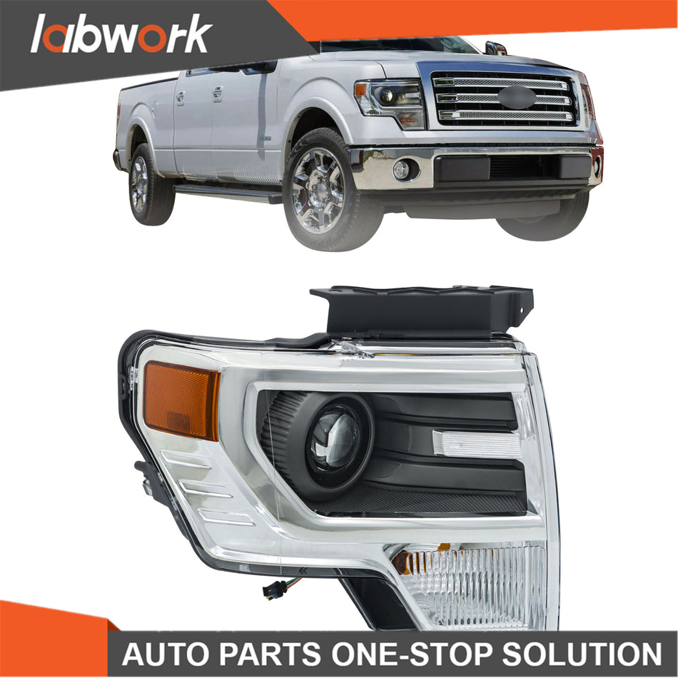 Labwork Headlight For Ford F150 2013-2014 HID Projector Right Side Electroplated