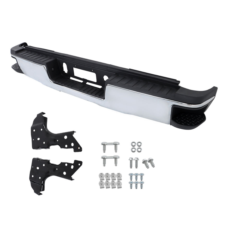 Labwork Rear Bumper Assembly For Sierra Silverado 2500HD 3500HD 2015-2019 Chrome