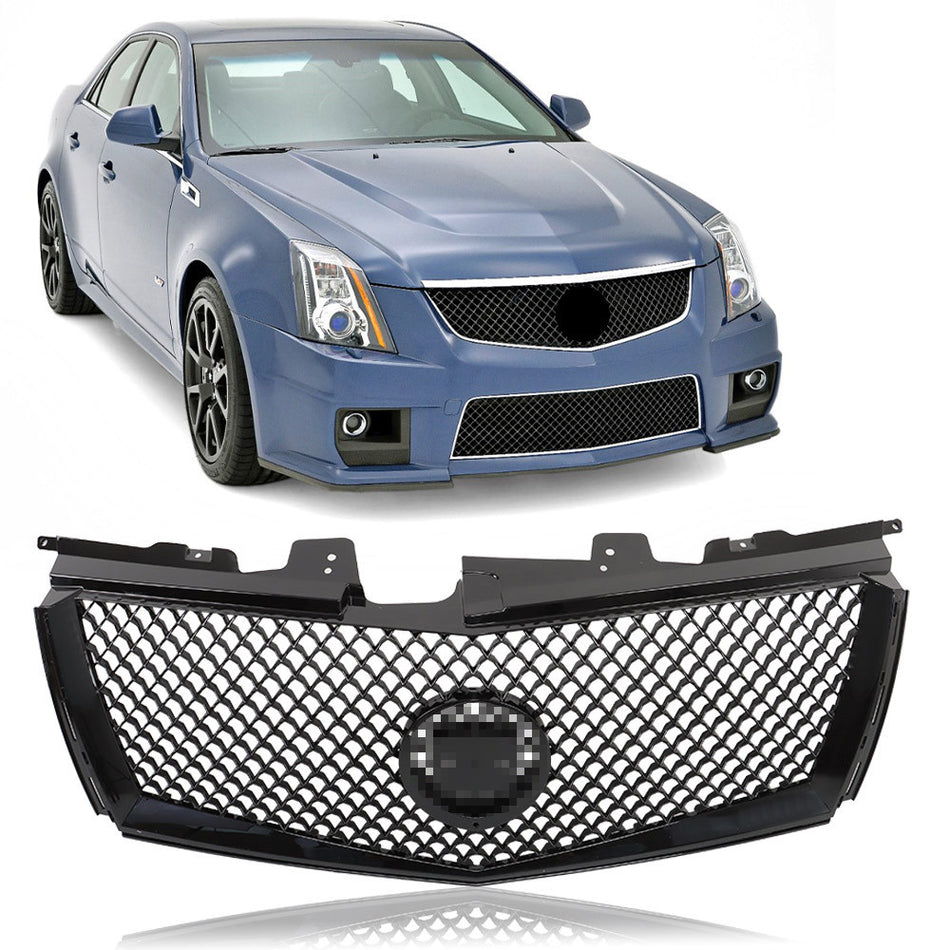 Labwork Front Bumper Upper Grille Mesh For Cadillac CTS 2008-2013 Gloss Black