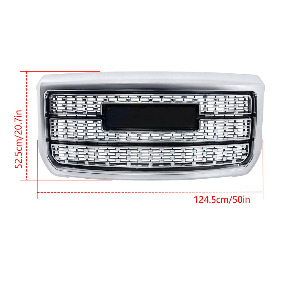 Labwork Front Upper Grille For 2015-2019 GMC Sierra 2500HD 3500HD Denali Chrome