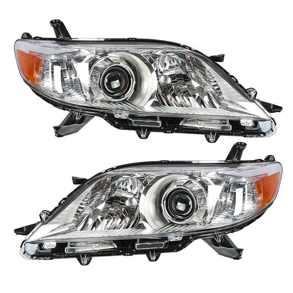 Labwork Headlight For 2011-2013 Toyota Sienna Headlamp Chrome Housing Halogen Type 2 Pcs