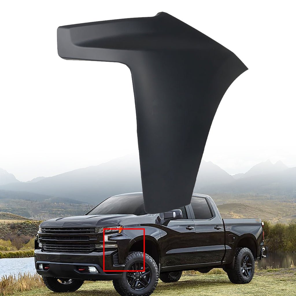 labwork Front Bumper End Cap Extension Trim Left Side Black Replacement for 2019 2020 2021 2022 Silverado 1500