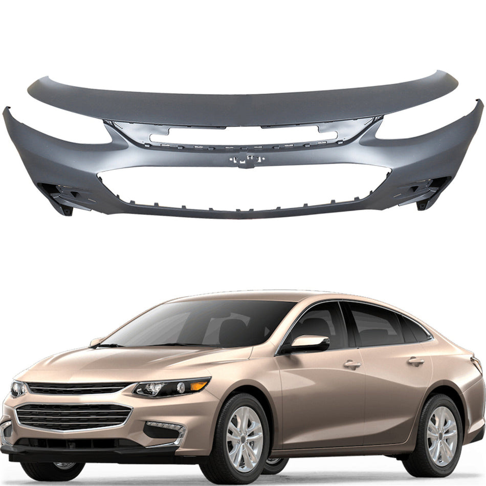 labwork Primered Front Bumper Cover without Parking Assist Sensor Holes Replacement for 2016-2018 Malibu