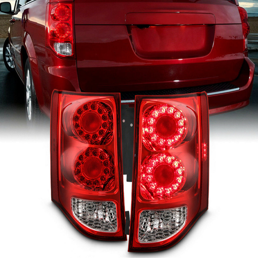 labwork 1 Pair Driver & Passenger Side Tail Lights Replacement for 2011-2020 Grand Caravan LED Chrome Red Tail Lamps w/Turn Signal 5182535AD 5182534AD