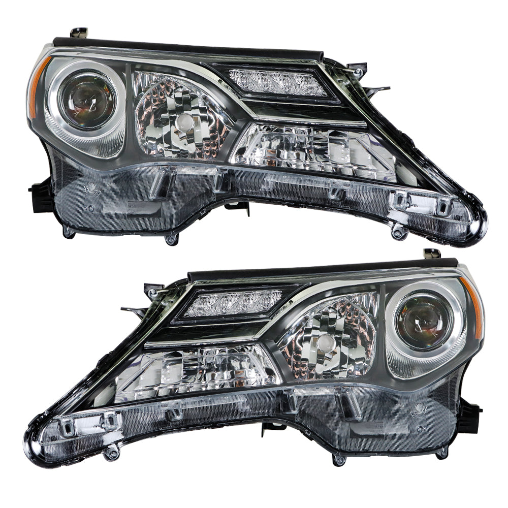 labwork Headlight For 2013-2015 Toyota RAV4 Clear Lens Left & Right 2pcs Chrome