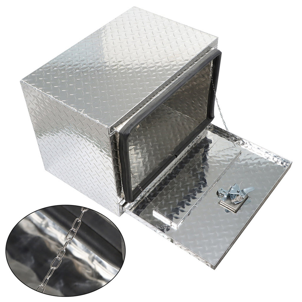 labwork 24 Inch Silver Aluminum Diamond Plate Tool Box Organizer With Lock Key