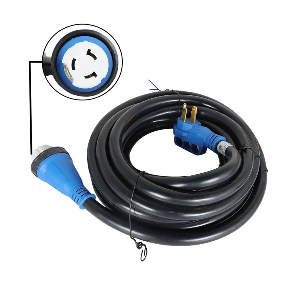 labwork 30 Feet 125V/250V 50A Generator Cord and Power Inlet Box Combo Kit 14-50P/SS2-50R Twist Lock Connector