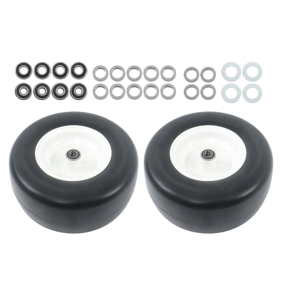 13x6.5-6 solid lawn mower tires (smooth flat white rims)