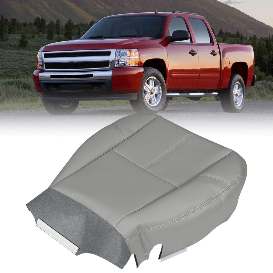 labwork Seat Cover Driver Bottom Leatherette Gray For 07-13 Chevy Silverado 1500