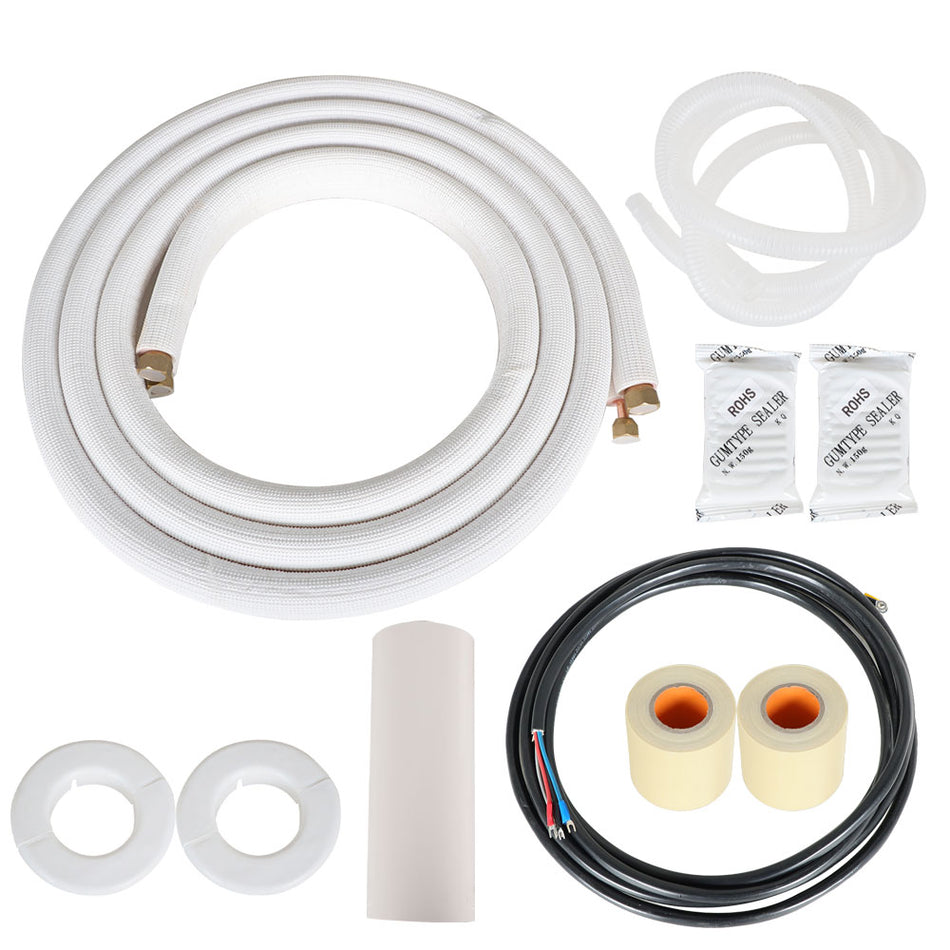 16FT Air Conditioning Tubing Hose Extension 3/8 and 5/8 Inch Insulated Copper Hoses Fit for Mini Split Air Conditioner