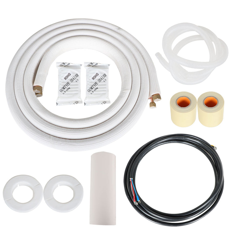 16FT Air Conditioning Tubing Hose Extension 3/8 and 5/8 Inch Insulated Copper Hoses Fit for Mini Split Air Conditioner