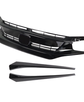 For 2016-2018 Honda Civic Coupe Sedan Black Front Hood Grill Grille Eyelid