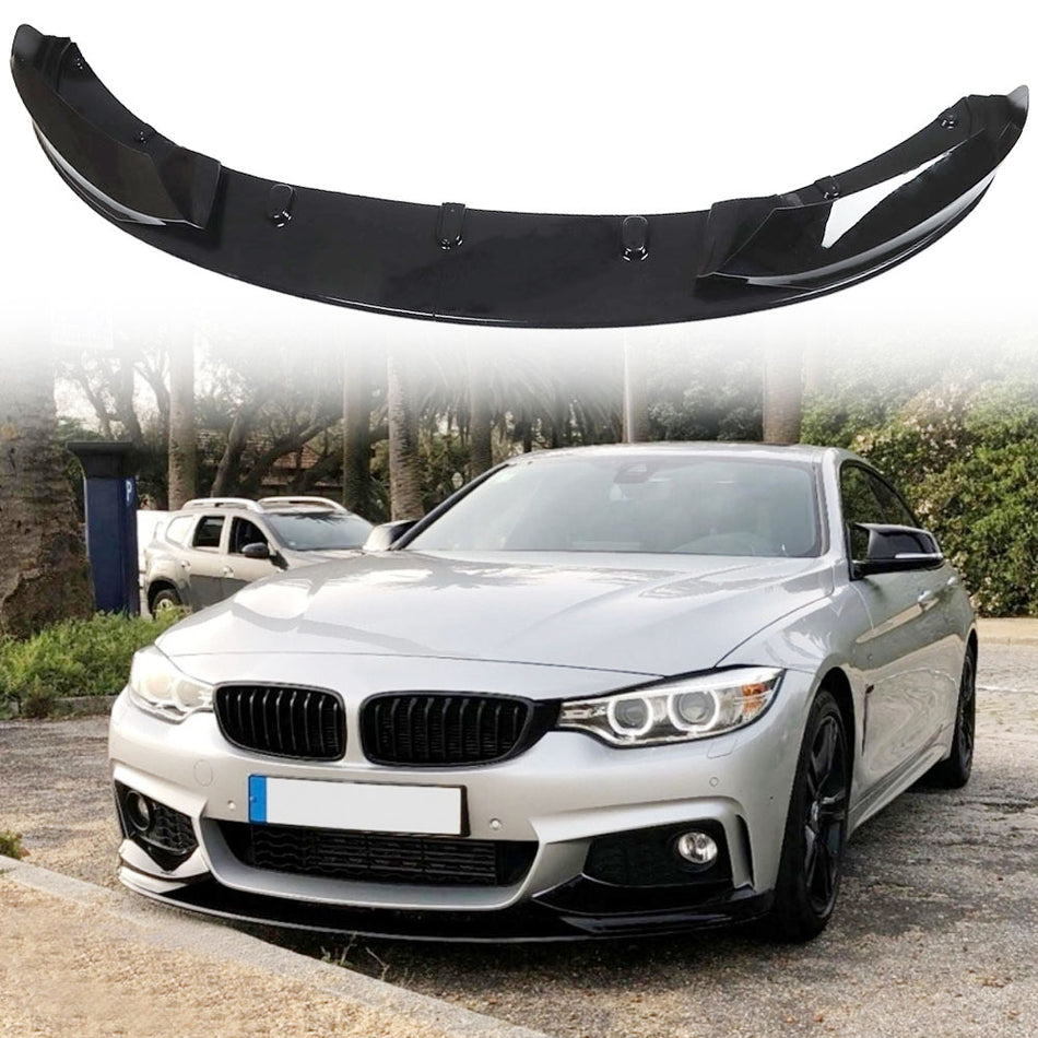 Front Bumper Spoiler Lip Glossy Black for 2014-2020 F32 F33 F36 4 Series M Sport Only