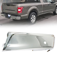 Load image into Gallery viewer, labwork Steel Right Rear Bumper End Cover Replacement for F-150 2015-2020 Pickup with Parking Assist Sensor Hole Chrome FO1102381