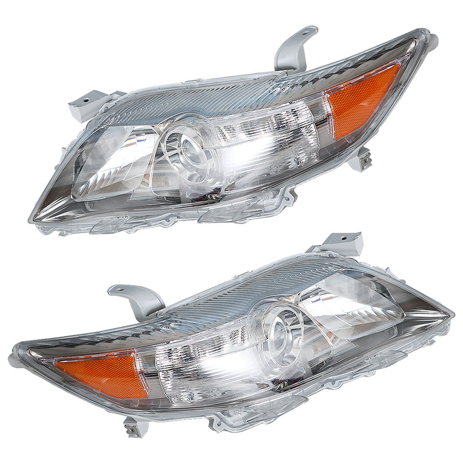 for 2010-2011 Toyota Camry SE Clear Lens Black+Chrome Headlights Headlamps 1Pair