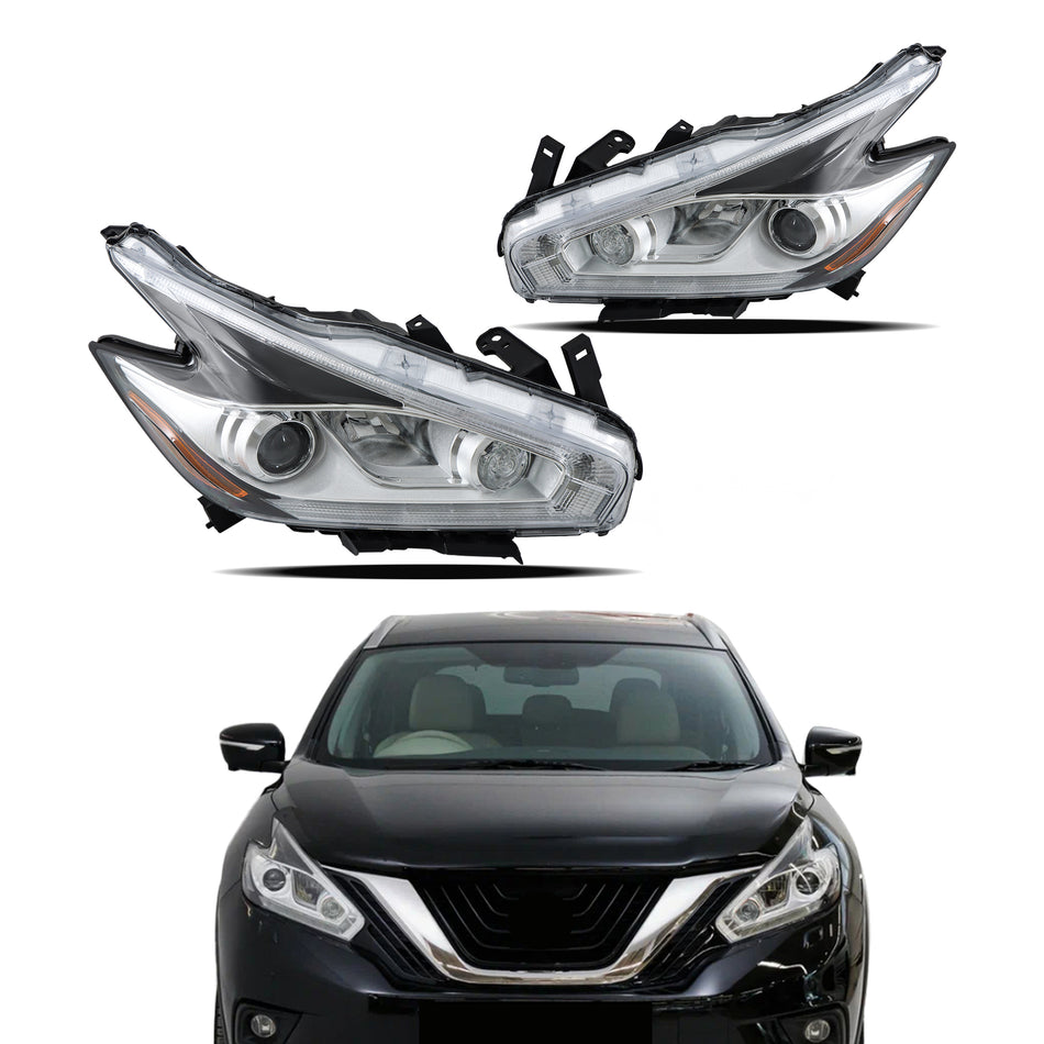 Driver and Passenger Side Headlight Headlamp Assembly Halogen W/DRL Left LH Right RH Replacement for Murano 2015 2016 2017 2018 Replacement for NI2502232 NI2503232