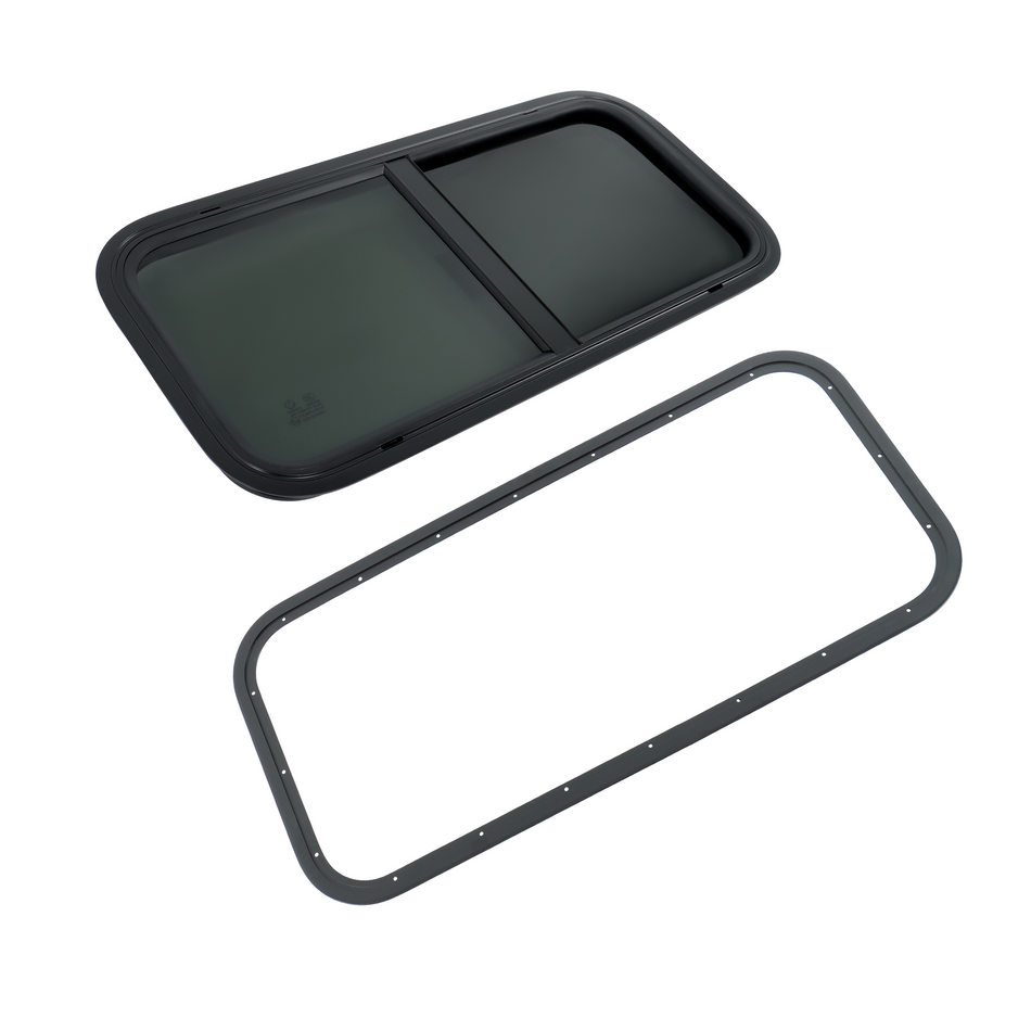30"W x 15"H For RV Camper Horizontal Sliding Window w/Black Trim Ring w/Lock