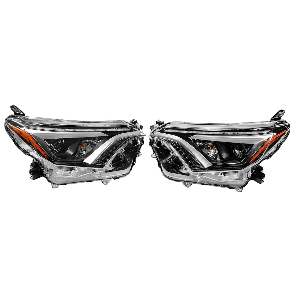 Driver Left and Passenger Right Side Headlights Assembly Replacement for RAV4 2016 2017 2018 Replacement for TO2518190 TO2519190 Pair of Driving Lamps w/DRL