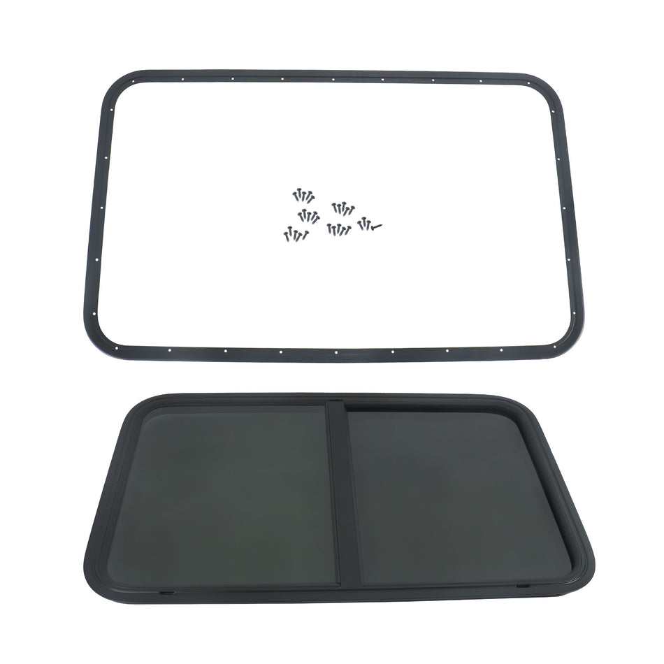 35"W x 22"H For RV Camper Horizontal Sliding Window w/Black Trim Ring w/Lock