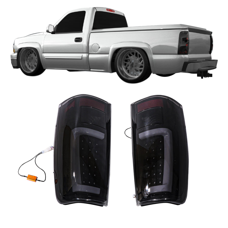 1 Pair Tail Light Black Housing Smoked Driver and Passenger Side Replacement for Silverado 2003-2006