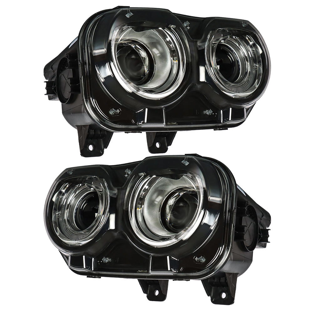 Labwork Headlamp For 2015-18 Dodge Challenger Black Halogen With LED Right&Left