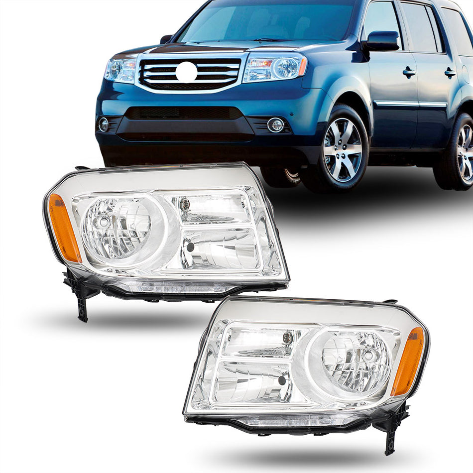 Headlights Assembly Headlamps Left and Right Side Replacement for Pilot 2012-2015