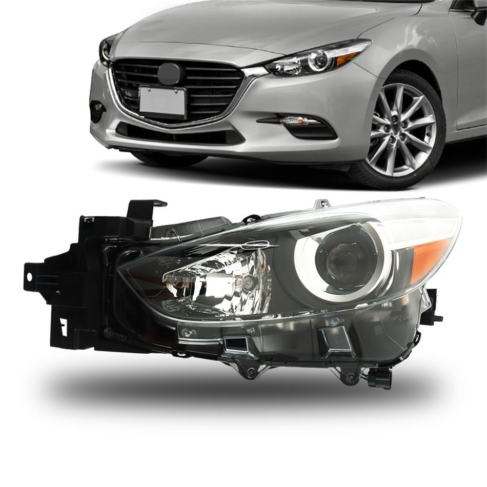 labwork Headlight Assembly Replacement for Mazda 3 2017 2018 Model Halogen Projector Headlight Left Set Driver Side