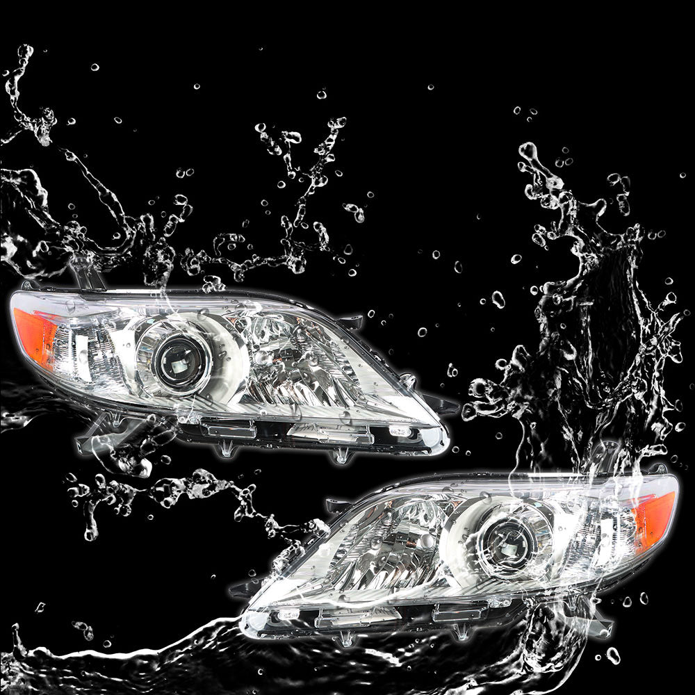 Labwork Headlight For 2011-2013 Toyota Sienna Headlamp Chrome Housing Halogen Type 2 Pcs