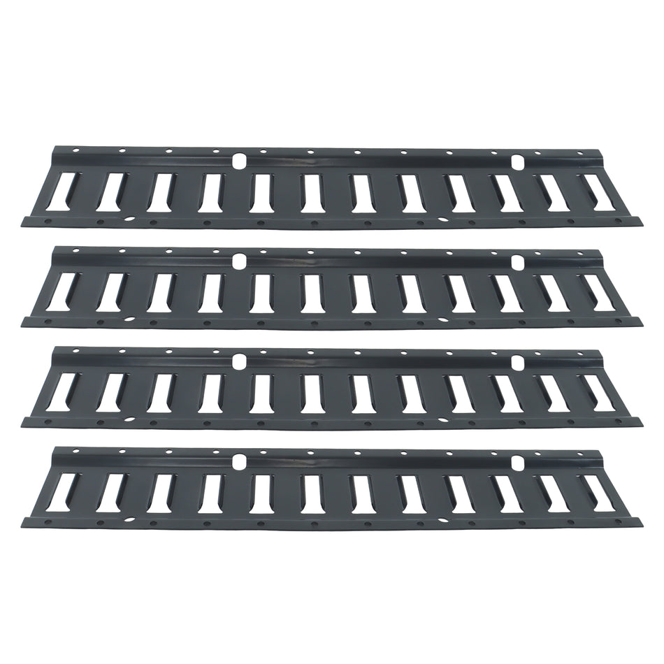 Black E-Track Tie-Down Rail Kit 2' E Track Rail 4 Pack for Garages Trailers Motorcycle Tie Downs Powder Coat 6,000 lbs Breaking Strength