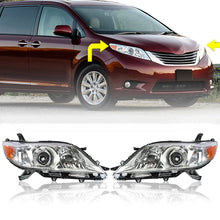 Load image into Gallery viewer, Labwork Headlight For 2011-2013 Toyota Sienna Headlamp Chrome Housing Halogen Type 2 Pcs