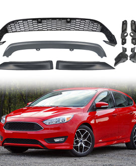 Honeycomb Mesh Lower Bumper Grill & 3pc Front Lips for Ford Focus 2015-2016