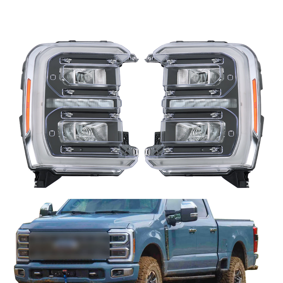 Headlights Assembly Replacement for F250 F350 2023 2024 Housing Black Lamp Set Driver and Passenger Side PC3Z13008L PC3Z13008C PC3Z13008M PC3Z13008E