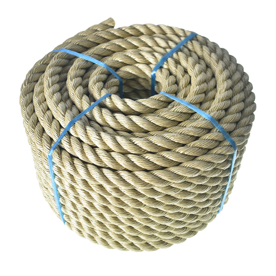 labwork Polypropylene Rope 3/4 in x 100 ft 3 Strand Tan Manila Style Rope for Indoor Outdoor Camping Swing